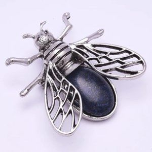 Lapis Lazuli Stone Bee Brooch Pendant Necklace Healing Gemstone Pendant